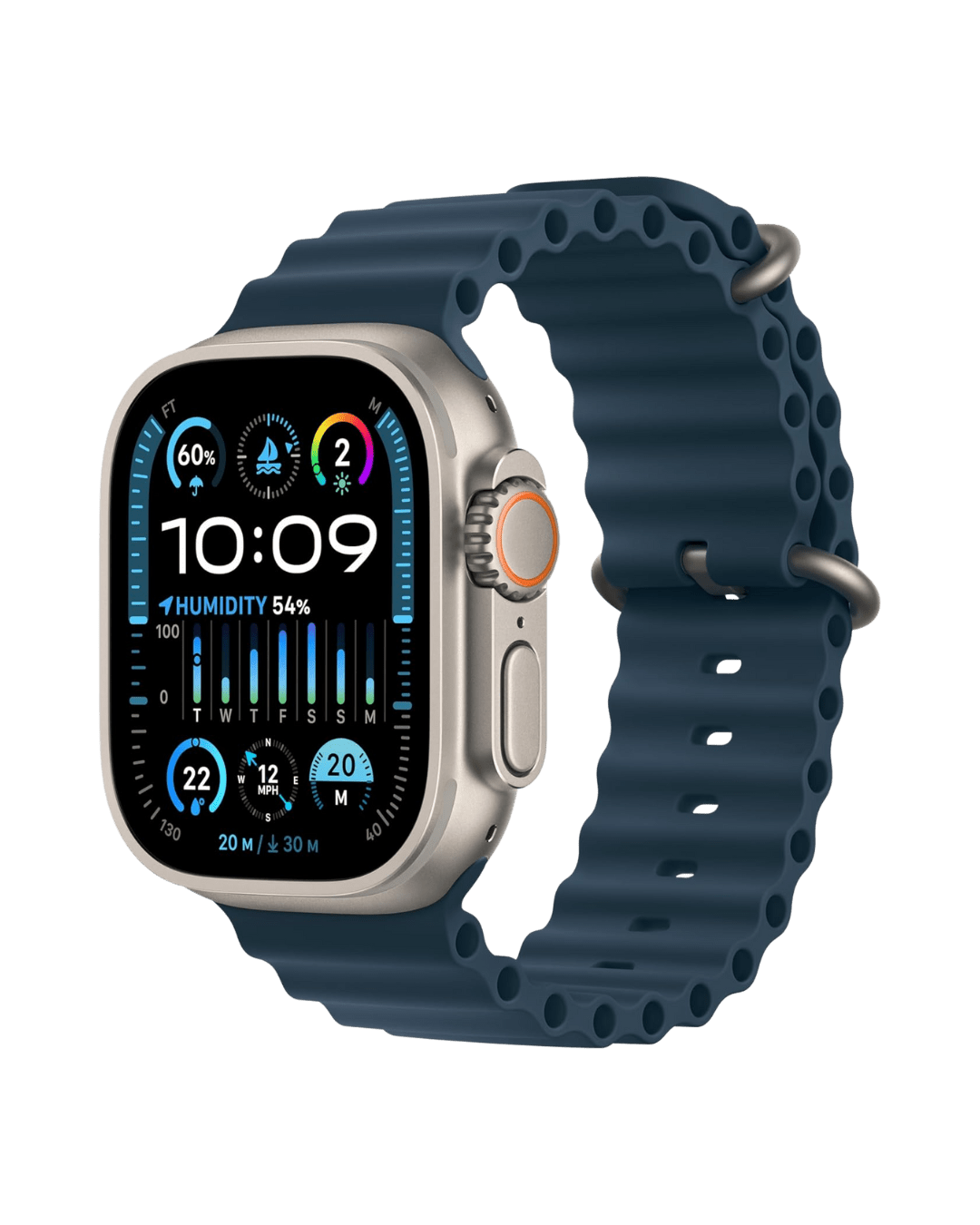 Apple Watch Ultra 2 49mm GPS + Cellular, Natural Titanium Case & Blue